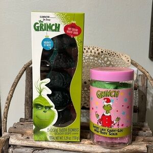 NEW GROUCHY GRINCH GRAPE COAL BATH BOMBS & SWEET CINDY LOU WHO FRUITY BODY SCRUB